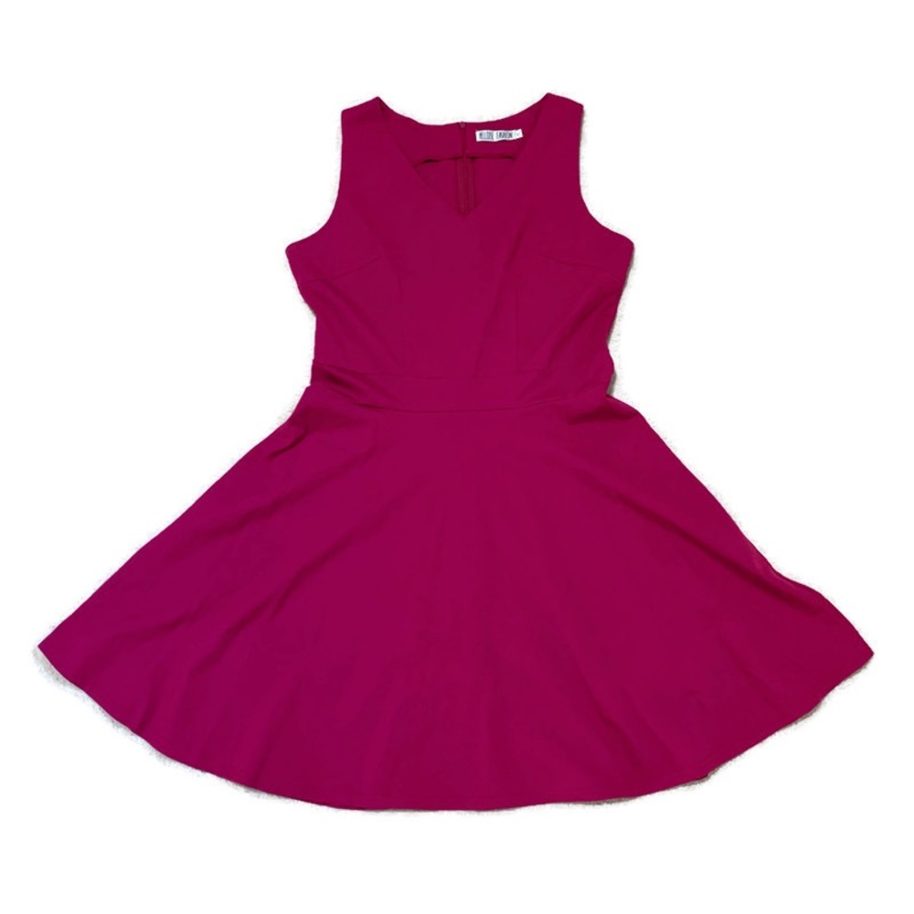 Magenta Pink Knee Length Fit and Flare Party Dress